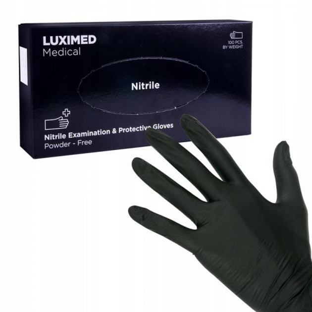 Рукавички Luximed чорного кольору розмір М, 100 шт - зображення 1
