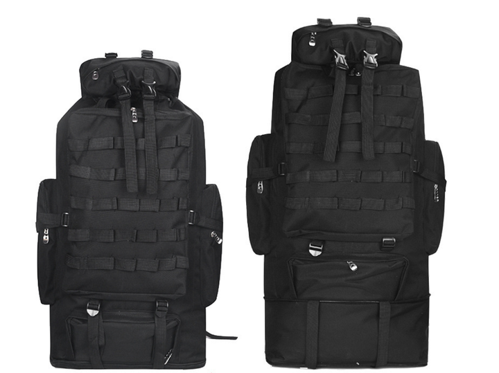 Тактичний туристичний рюкзак розсувний на 80-100л TacticBag Чорний - зображення 1