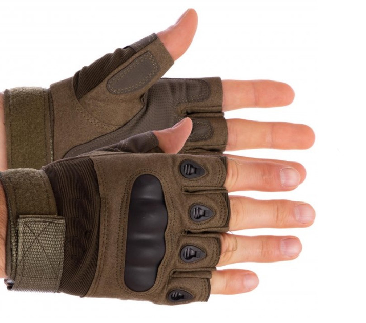 Тактичні рукавички безпалі COMBAT, розмір L, колір хакі - зображення 1