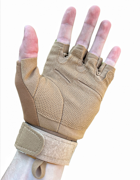 Тактические перчатки с открытыми пальцами военные перчатки цвет койот размер XL 1 пара - изображение 2