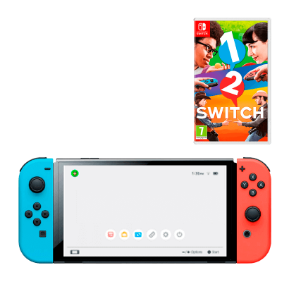 Набор Консоль Nintendo Switch OLED Model HEG-001 64GB Blue Red + Игра 1-2 Switch - Фото 1 Набор Консоль Nintendo Switch OLED Model HEG-001 64GB Blue Red + Игра 1-2 Switch - изображение 1