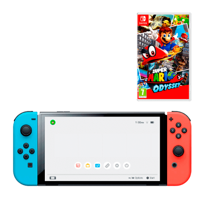 Набір Консоль Nintendo Switch OLED Model HEG-001 64GB Blue Red + Гра Nintendo Switch Super Mario Odyssey Російські Субтитри - Фото 1 Набір Консоль Nintendo Switch OLED Model HEG-001 64GB Blue Red + Гра Nintendo Switch Super Mario Odyssey Російські Субтитри - зображення 1