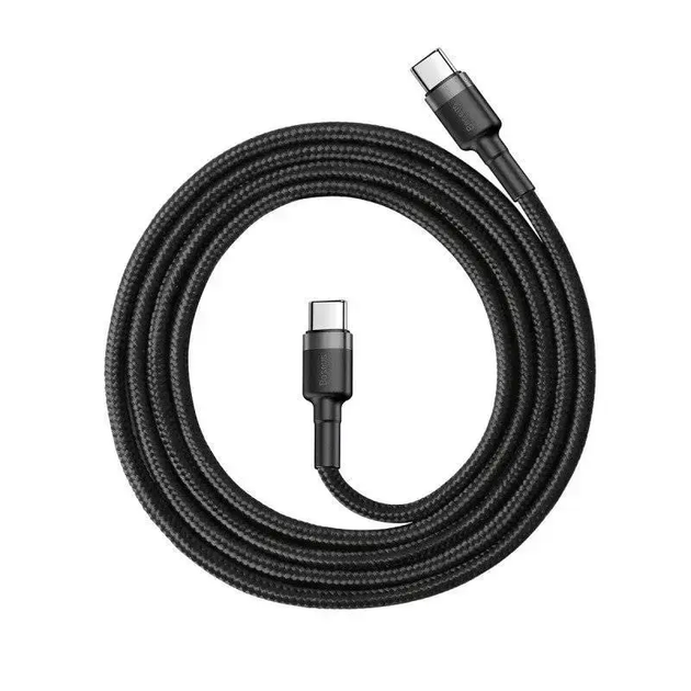 Кабель зарядный Baseus Cafule PD2.0 60W flash charging USB Type-C 3 A 1m Black (CATKLF-GG1) - изображение 2