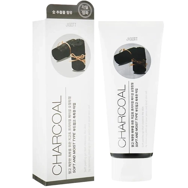 Пилинг гель для лица с черным углем Jigott Premium Facial Charcoal Peeling Gel 180 мл 