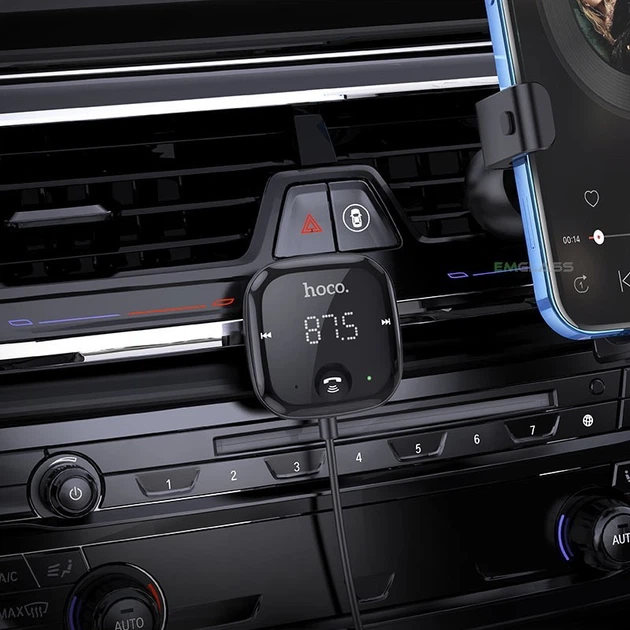 Автомобильный FM ФМ модулятор трансмиттер HOCO E65 TF card Bluetooth блютуз 5.0 3.5 AUX Аудиоадаптер AW-43504 - изображение 4