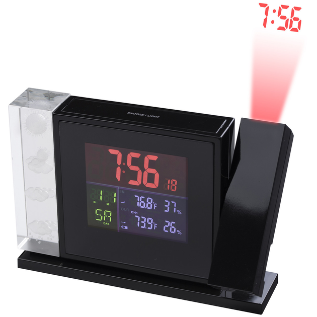 Метеостанція Bresser MyTime Crystal P Colour Projection Alarm Clock and Weather Stations Black (7060100) - изображение 1