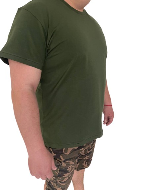 Чоловіча футболка стрейчева без принта XXL темний хакі - зображення 2