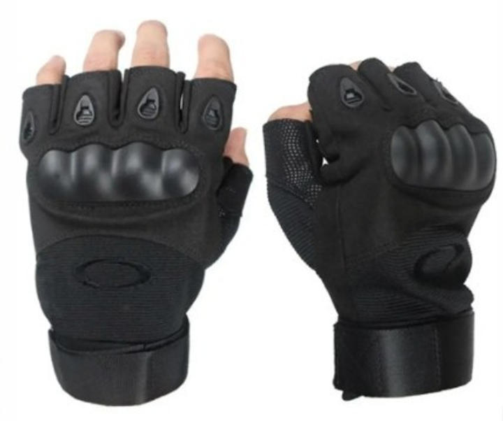 Військові рукавички без пальців розмір М (штурмові, похідні, армійські, захисні, мисливські) Чорні - зображення 2