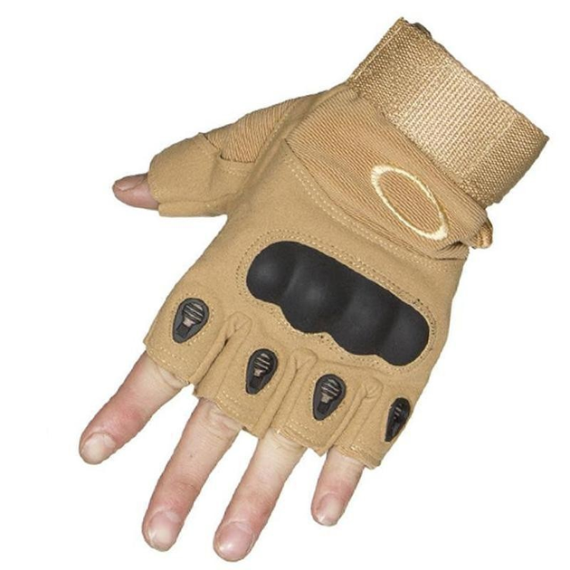 Военные перчатки без пальцев размер XL (штурмовые, походные, армейские, защитные, охотничьи) Песочный - изображение 1
