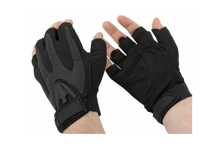 Тактичні рукавички без пальців, штурмові, розмір М, колір чорний - зображення 1