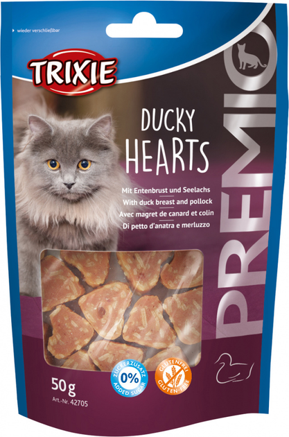 Лакомство для кошек Trixie 42705 Premio Hearts утка/минтай 50 г (4011905427058) - изображение 1