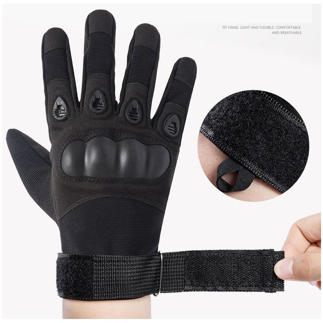 Перчатки тактические Combat с закрытыми пальцами, с кастеткой, черные, размер XL - изображение 2