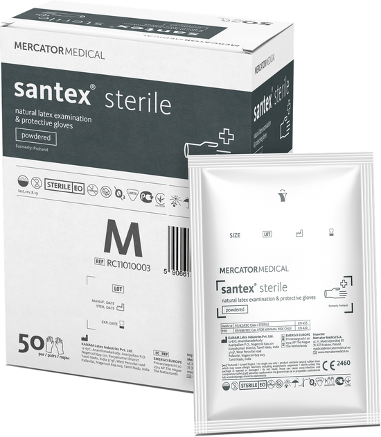 Перчатки латексные Santex опудренные стерильные М - изображение 1
