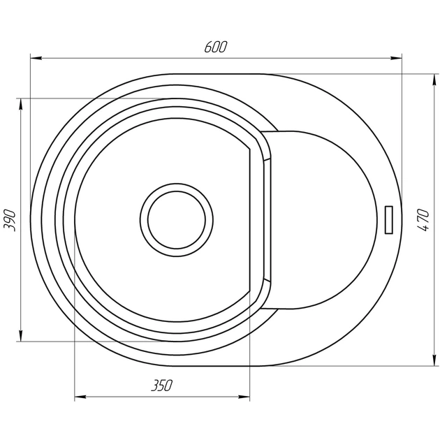 Мойка на кухню гранитная овальная GLOBUS LUX MORAINE А0004 600x470мм ...
