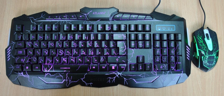 Проводная клавиатура + мышь V100L (с 3-мя подсветками молнии Razer) Black - Фото 2 Проводная клавиатура + мышь V100L (с 3-мя подсветками молнии Razer) Black - изображение 2