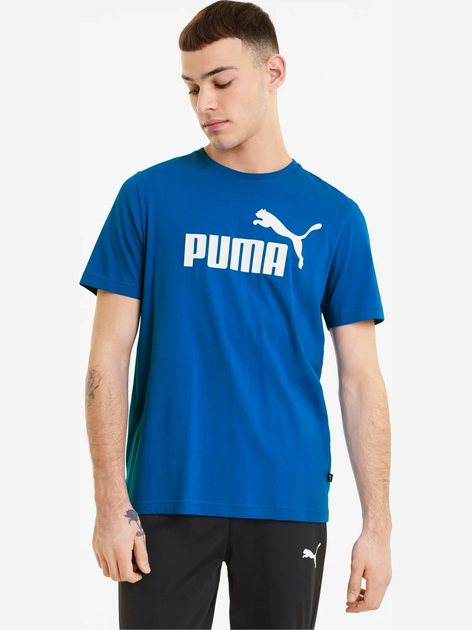 Футболка длинная мужская Puma ESS Logo Tee 58666658 XXL Синяя (4063697403550) - изображение 1