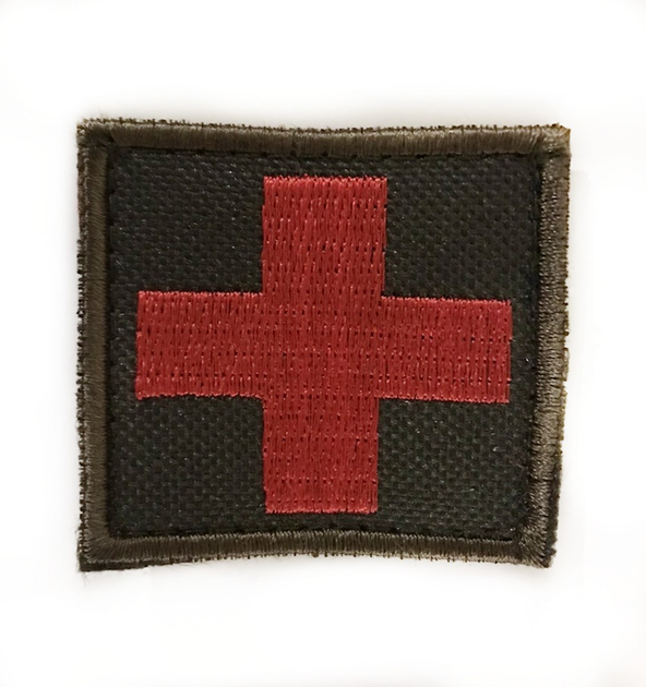 Шевроны "Квадрат" с вышивкой "Красный Крест" роз. 5*5 см - изображение 1