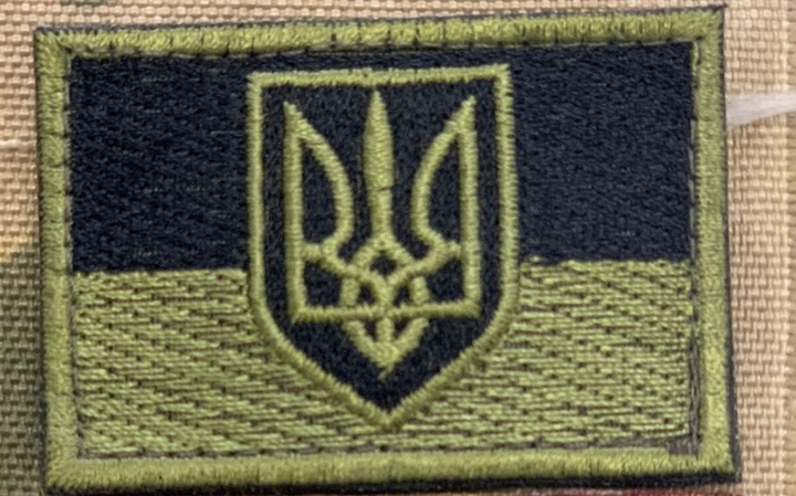 Шеврон Флаг Украины с трезубцем на липучке 6х3,5 см Черно-зеленый - изображение 1