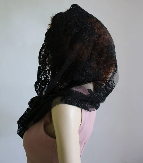 Нарядный снуд в церковь Lady Solomia 60х110см черный RC15 - изображение 2