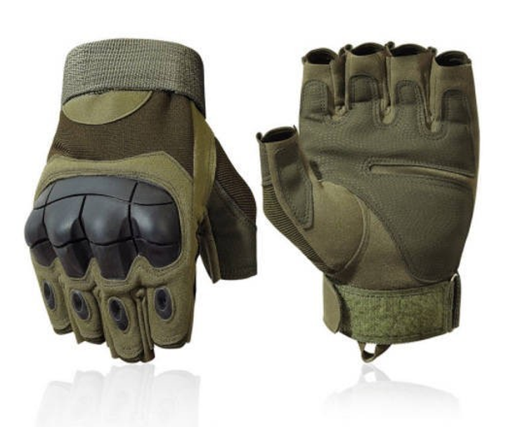 Тактические перчатки без пальцев с карбоновими вставками розмер XL - изображение 1