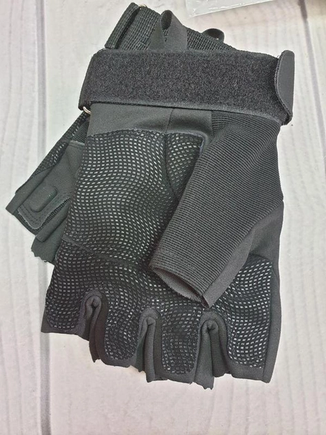 Тактичні військові рукавички без пальців (розмір М) Колір - Чорний - зображення 2