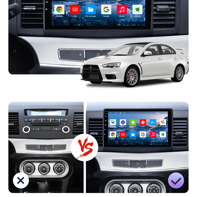 Штатная автомагнитола Lesko для Mitsubishi Lancer X (2007-2017гг.) 10.1" 1/16Gb GPS Wi Fi Android - изображение 9