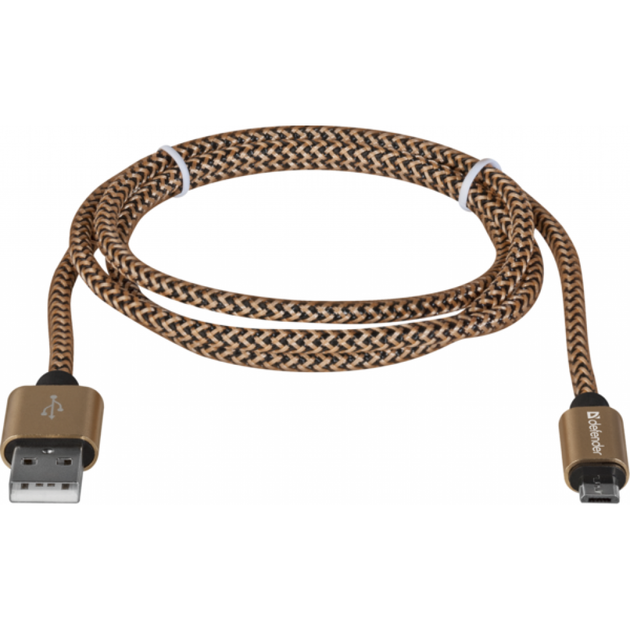 Дата кабель USB 2.0 AM to Micro 5P 1.0m USB08-03T gold Defender (87800) - Фото 2 Дата кабель USB 2.0 AM to Micro 5P 1.0m USB08-03T gold Defender (87800) - изображение 2