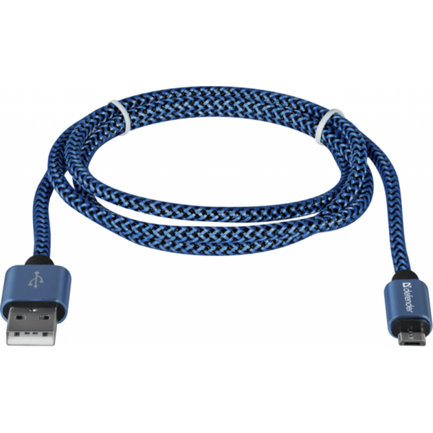 Дата кабель USB 2.0 AM to Micro 5P 1.0m USB08-03T blue Defender (87805) - Фото 2 Дата кабель USB 2.0 AM to Micro 5P 1.0m USB08-03T blue Defender (87805) - изображение 2