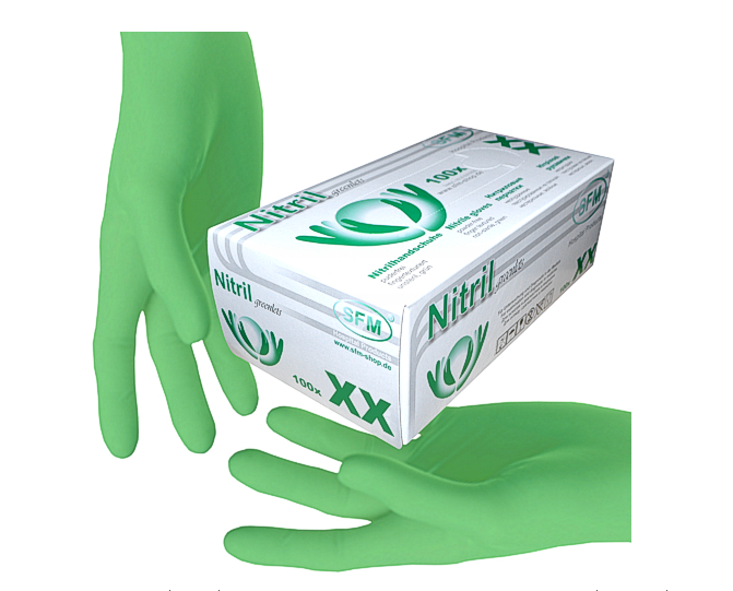 Перчатки нитриловые SFM без пудры зеленые 100шт M - изображение 1