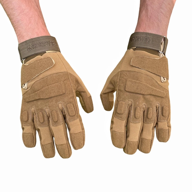 Тактичні рукавички повнопалі військові рукавички колір койот розмір L 1 пара - зображення 2