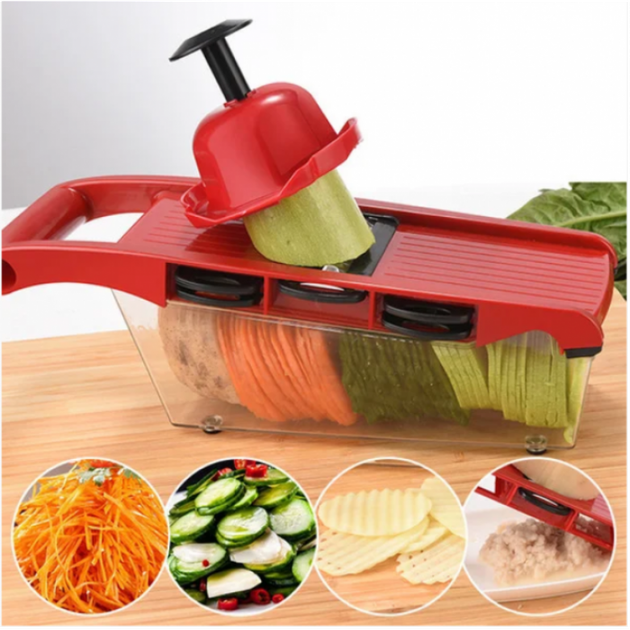 Овочерізка для овочів і фруктів ALLS Mandoline Slicer 6in1 Слайсер терка c контейнером - Фото 1 Овочерізка для овочів і фруктів ALLS Mandoline Slicer 6in1 Слайсер терка c контейнером - зображення 1