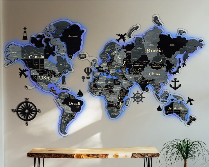 Картина на стекле Карта мира - купить недорого в интернет-магазине Postermarket в Москве