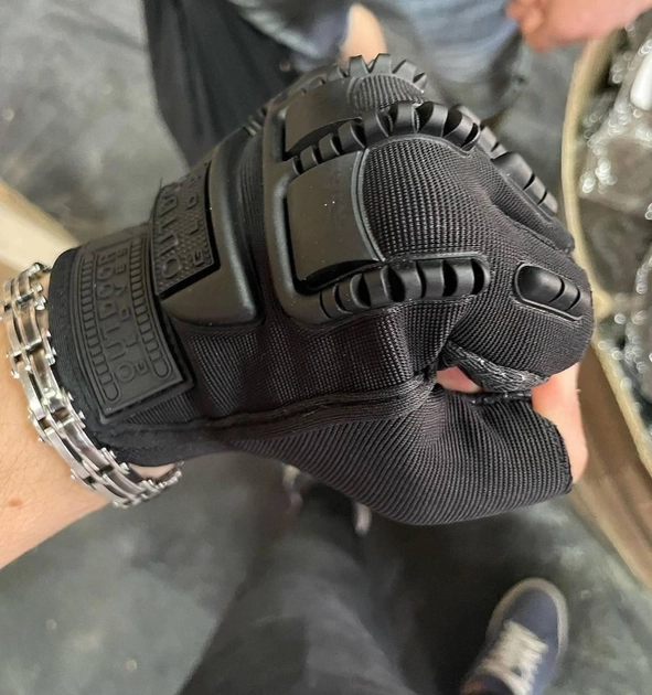 Штурмові тактичні рукавички без пальців (універсальний розмір) Чорний - зображення 2
