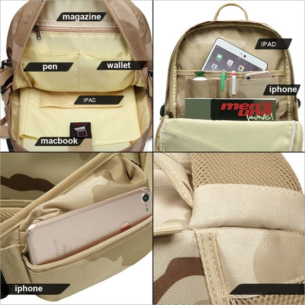 Армейский камуфляжный тактический рюкзак 48x32x15 см зеленый 50401 - изображение 2