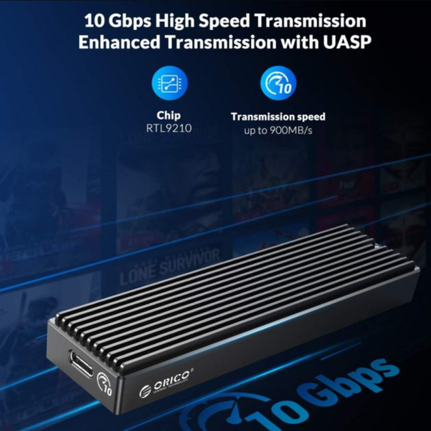 Внешний карман Orico M2PV-C3 для NVMe (PCIe) M2 SSD USB 3.1 Gen 2 Type-C - Фото 2 Внешний карман Orico M2PV-C3 для NVMe (PCIe) M2 SSD USB 3.1 Gen 2 Type-C - изображение 2