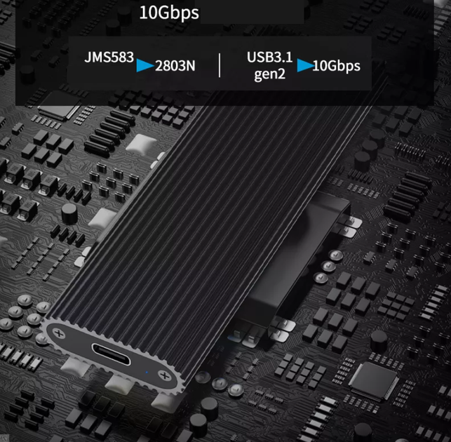 Зовнішня кишеня Blueendless 2803N для NVMe (PCIe) M2 SSD USB 3.1 Gen 2 Type-C - зображення 2