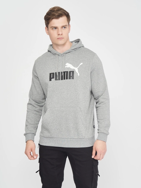 Худи Puma Ess+ 2 Col Big Logo Hoodie 58676503 M Medium Gray Heather (4063697288454) 