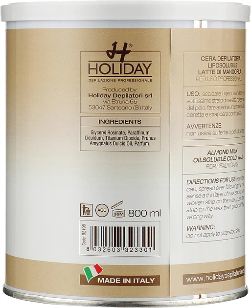 Віск для депіляції "Мигдальне молоко" - Holiday Depilatori Wax Latte Di Mandorla 800ml (999148-41315) - изображение 3