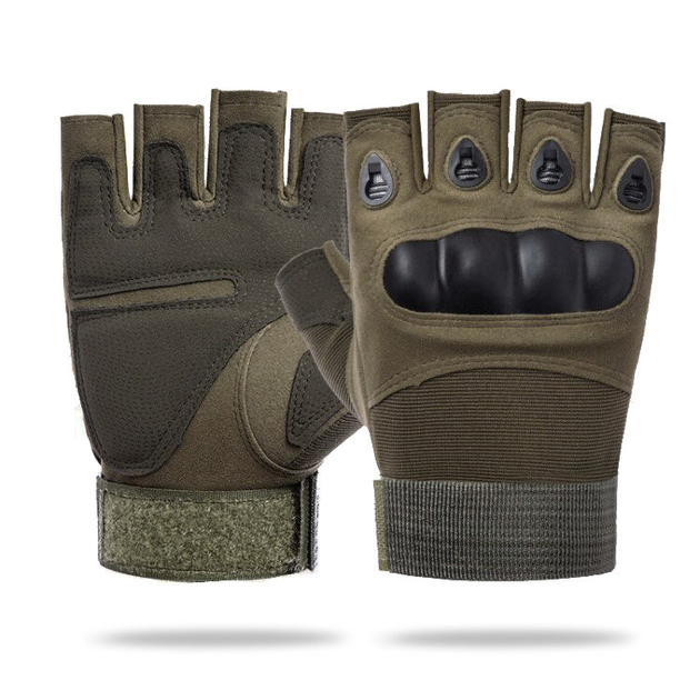 Тактические беспалые перчатки (велоперчатки, мотоперчатки) Eagle Tactical ET-01 Green Размер XL - изображение 1