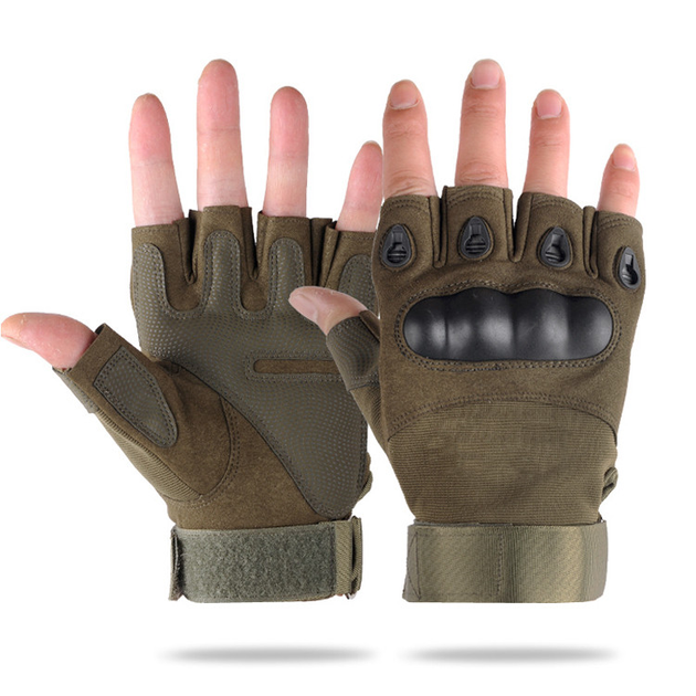 Тактические беспалые перчатки (велоперчатки, мотоперчатки) Eagle Tactical ET-01 Green Размер XL - изображение 2