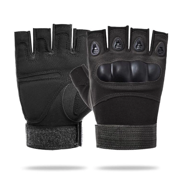Тактические беспалые перчатки (велоперчатки, мотоперчатки) Eagle Tactical ET-01 Black Размер XL - изображение 1