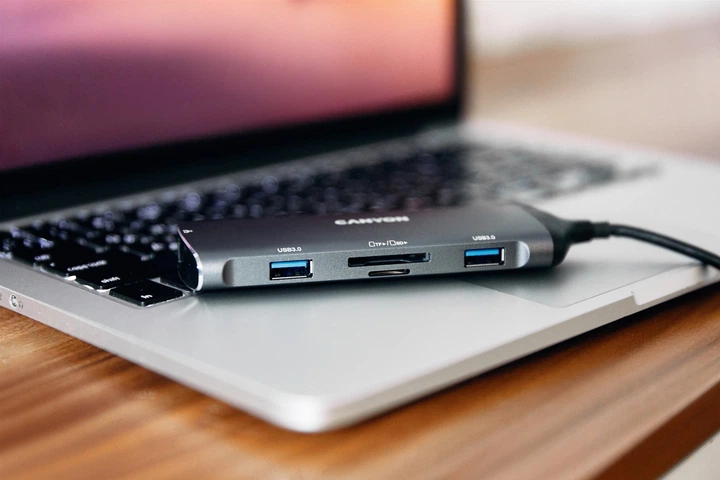 USB-хаб Canyon 8 port USB-C Hub DS-15 Grey (CNS-TDS15) - зображення 4