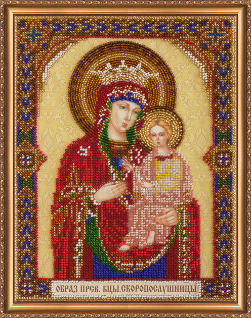 Казанская икона Божией матери, вышитая бисером