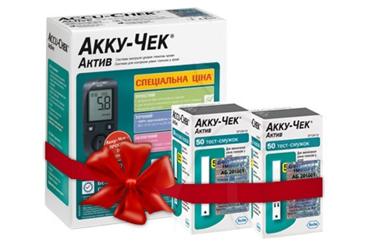 Набір! Глюкометр для визначення глюкози в крові Акку Чек Актив (Accu-Chek Active) + 100 тест-смужок - зображення 1