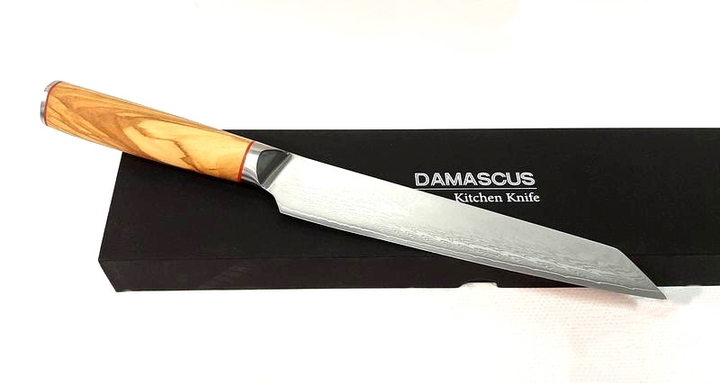 Ніж слайсер Damascus DK-OK 4003 AUS-10 дамаська сталь 67 шарів лезо 20 см - зображення 2