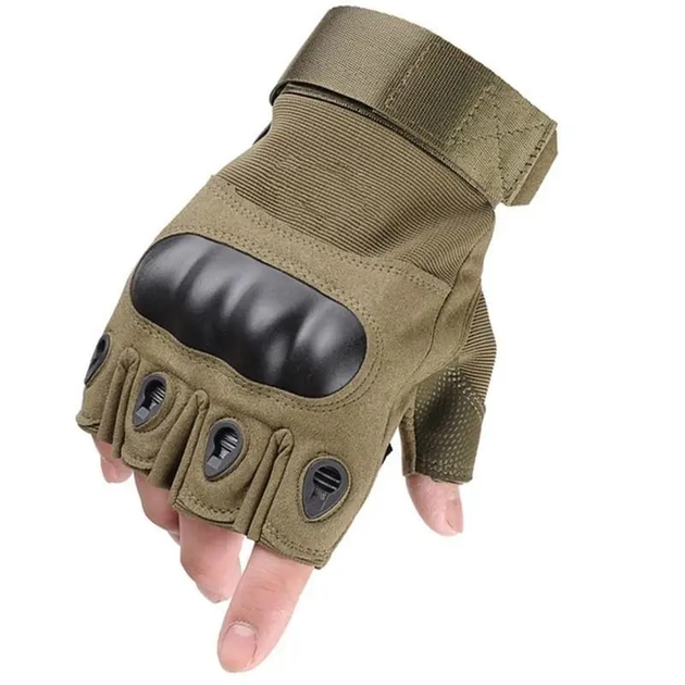 Військові штурмові рукавички без пальців Combat (похідні, армійські, захисні, мисливські) Оливковий Розмір: L (23999 poxsscs) (LIVE) - зображення 1