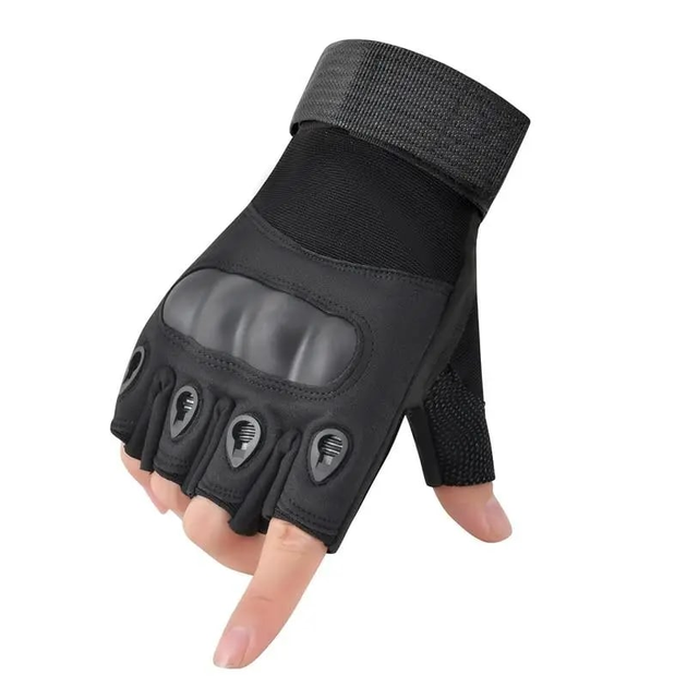 Военные штурмовые перчатки без пальцев Combat (походные, армейские, защитные, охотничьи) Черный Размер XL (23999iknii)(LIVE) - изображение 1