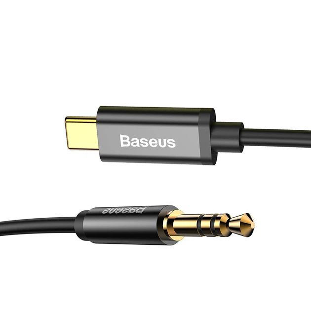 Кабель перехідник Type-C на Mini-Jack 3.5 (AUX) Baseus (1,2 м). Black - Фото 1 Кабель перехідник Type-C на Mini-Jack 3.5 (AUX) Baseus (1,2 м). Black - зображення 1