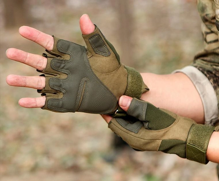 Перчатки тактические Oakley беспалые армейские Green M - изображение 2