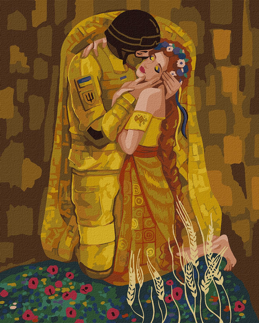 Золотой поцелуй, Густав Климт 80х100 Раскраска картина по номерам на холсте Z-AB186-80x100